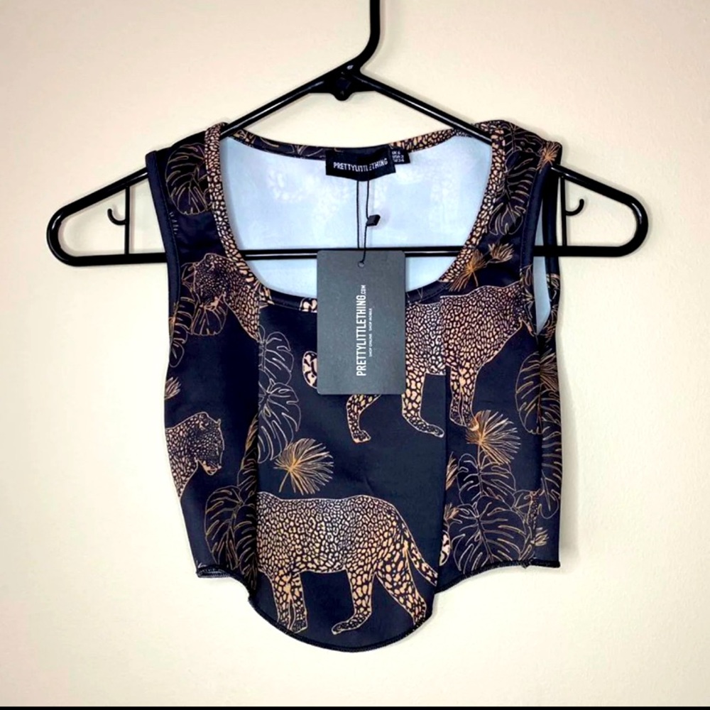 NWT PrettyLittleThing Animal Print Crop Top